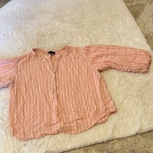 Jessica Simpson Pink & White Striped V-Neck Tunic Top